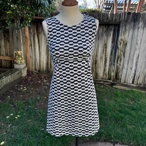 Leota Black and White Geometric Sleeveless U.S.A Dress Women's Size XS